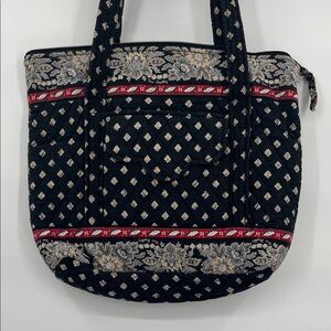 Vera Bradley Black and Red Floral Quilted Tote